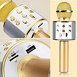 Безпровідний мікрофон караоке з вбудованою колонкою Karaoke DM WS858 ЗОЛОТО GOLD (USB/Bluetooth), фото 3