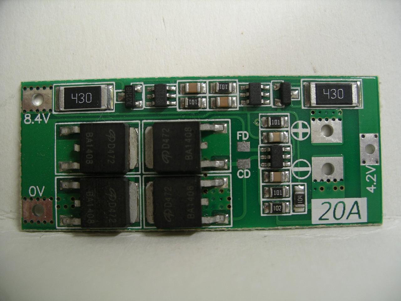 Контролер живлення BMS 2S-20A для 2х Li-ion елементів з балансуванням, фото 1