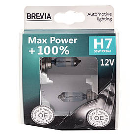Галогенні лампи в фару авто Н7 12 V 55 W BREVIA Max Power+100% (2 шт.)