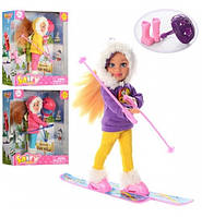 Кукла Defa 13,5см, лыжи, обувь, шлем, в коробке, 15-16,5-6см
