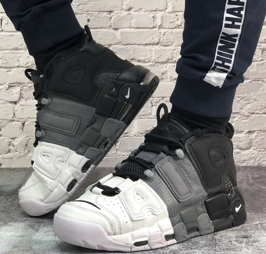 Зимові чоловічі кросівки Air More Uptempo "Winter" з хутром сірі. Фото в живу. Топ топ, фото 1