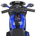 Дитячий електромобіль Мотоцикл M 4189 AL-4, BMW, музика, світло, надувні колеса, шкіра, синій, фото 3