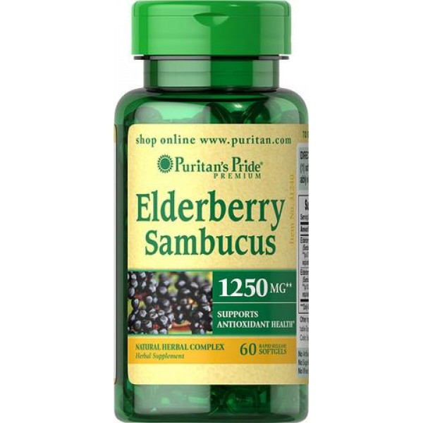 Puritan's Pride Elderberry Sumbucus 60 капс (экстракт бузины) - протиивоспалительное, жаропонижающее средство