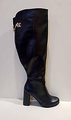 STTOPA демі зима. Висота 48 см. Розміри 36-43. Чоботи шкіряні великих розмірів. Каблук 8,5. 260-3643-85 Чорні