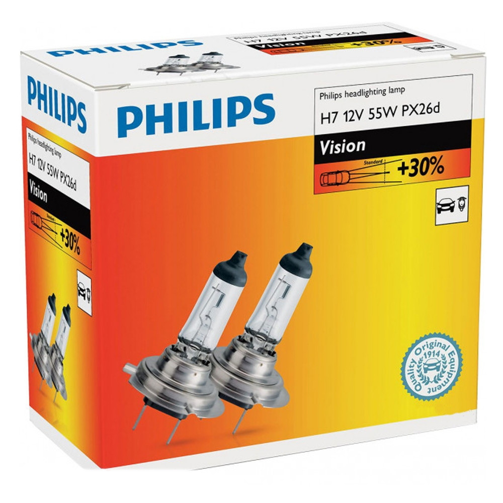 Галогенні лампи в фару авто Н7 12 V 55 W PHILIPS Premium +30%