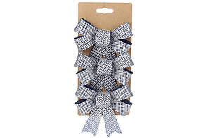 Набір бантів декор.(3шт) 10х12см синій з сріблом №821-025/Bonadi/(1)(48)