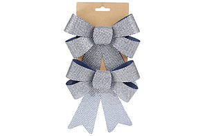 Набір бантів декор.(2шт) 14х20см синій з сріблом №821-027/Bonadi/(1)(48)