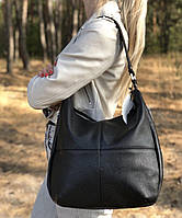 Женская кожаная сумка "hobo" среднего размера, цвета в ассортименте Черный
