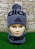 Комплект шапка + бафф Adidas Originals Pom Pom Fleece