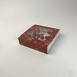 Коробка для пряника, 120*120*30 мм, з вікном, "Червоний сніг", фото 3