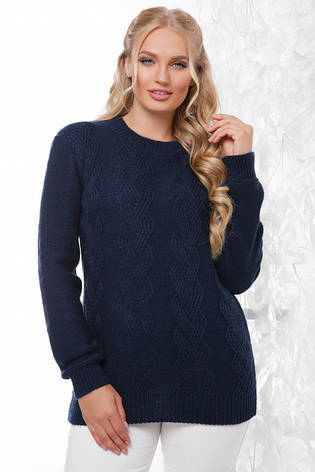 Жіночий зимовий светр великий розмір синій, фото 1