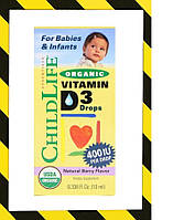 ChildLife, Органічний вітамін D3 в краплях, натуральний ягідний смак, 400 МО, 10 мл США