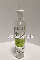 Декорированная бутылка 500 мл стеклянная с пластиковым дозатором для масла "Оливка" Everglass