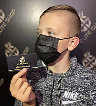 НОВИНКА! ДИТЯЧІ ЧОРНІ МАСКИ Медичні! Якість - супер! Три шару, вставка для носа, гумки не рвуться!, фото 4