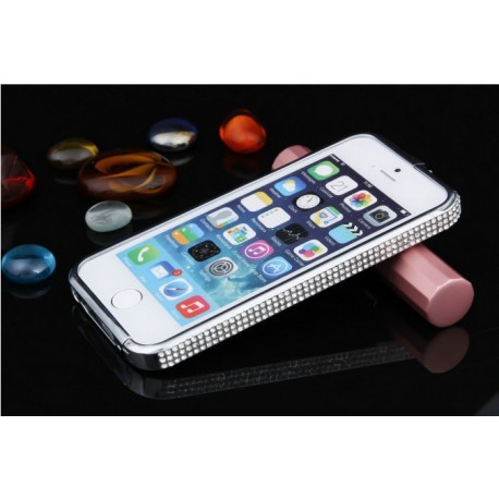 Бампер металевий з каменями Swarovski Сріблястий для IPhone 5/5S