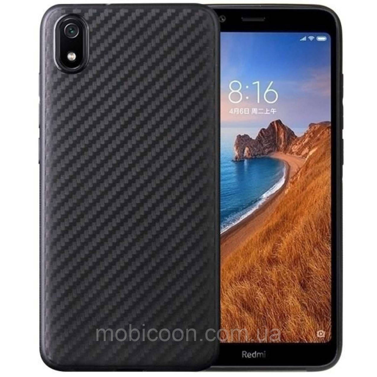 Чохол силіконовий карбон для Xiaomi Redmi 7A чорний