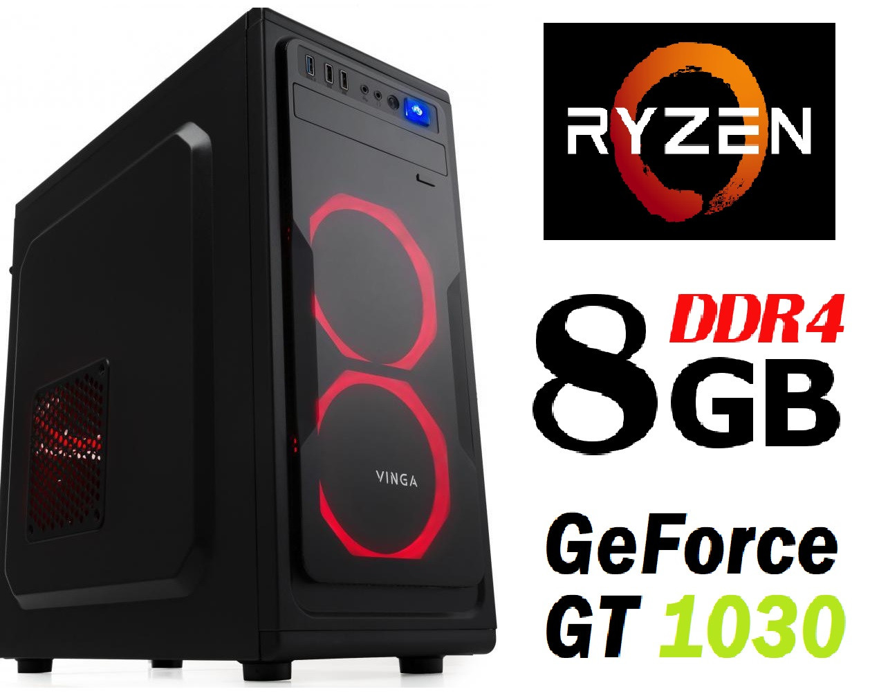 Персональний ігровий комп'ютер Ryzen 3 1200 3.4 GHz / 8 Gb_DDR4 / 500 Gb / GT_1030_2GB_DDR5