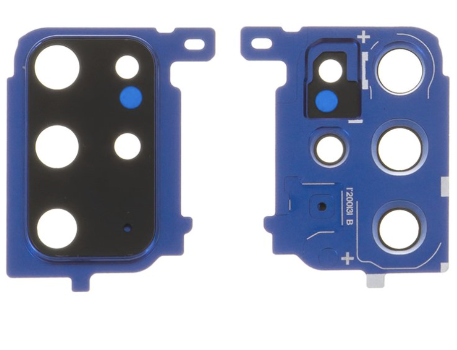 Скло камери для Samsung G985 Galaxy S20 Plus, синє, з рамкою