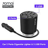 Адаптер автомобіль Xiaomi 70mai Midrive CC03 CC04, 3USB, 4.8A, чорний, фото 3