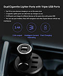 Адаптер автомобіль Xiaomi 70mai Midrive CC03 CC04, 3USB, 4.8A, чорний, фото 6