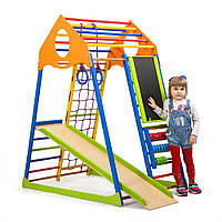 Детский спортивный деревянный уголок «KindWood Color Plus» ТМ Sportbaby, размеры 1.5х0.85х1.32м