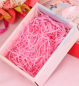 Наповнювач для подарункових коробок (50 г), папір високої якості, колір - рожевий, фото 2