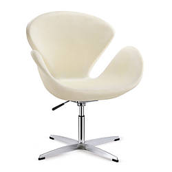 Крісло дизайнерське м'яке з екошкіри СДМ-Груп Сван ніжка хром, білий