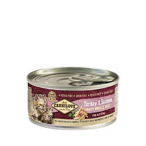 ТЕРМІН 10.2024!! Вологий корм для кошенят Carnilove Turkey & Salmon for kittens (індичка та лосось) 100 г, фото 3