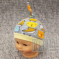 Дитяча р 36 (20) 0-1 міс трикотажна шапочка з вузликом для новонароджених без зав'язок ІНТЕРЛОК 7091