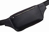 Чоловіча наплічна, поясна бананка чорна, сумка крос-боді на пояс через плече кожзам, матова еко-шкіра, фото 3