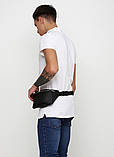 Чоловіча наплічна, поясна бананка чорна, сумка крос-боді на пояс через плече кожзам, матова еко-шкіра, фото 9