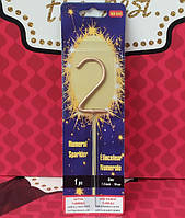 Свічка цифра бенгальський вогонь 2 золото