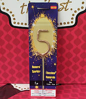 Свічка цифра бенгальський вогонь 5 золото