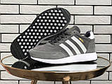 Жіночі зимові кросівки Adidas Iniki замшеві сірі, фото 6