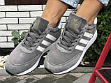 Жіночі зимові кросівки Adidas Iniki замшеві сірі, фото 4