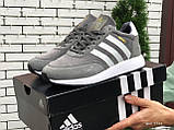 Жіночі зимові кросівки Adidas Iniki замшеві сірі, фото 5