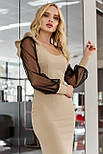 Ошатне плаття олівець жіночий бежевий приталений, фото 4