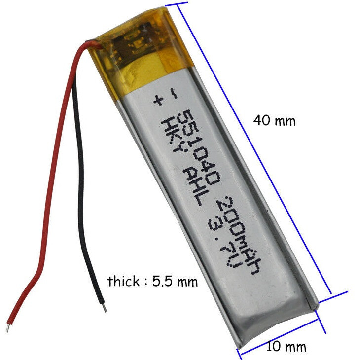 Батарея 200mah 3.7 V 551040 Літій-Полімерний Акумулятор для Bluetooth Гарнітури