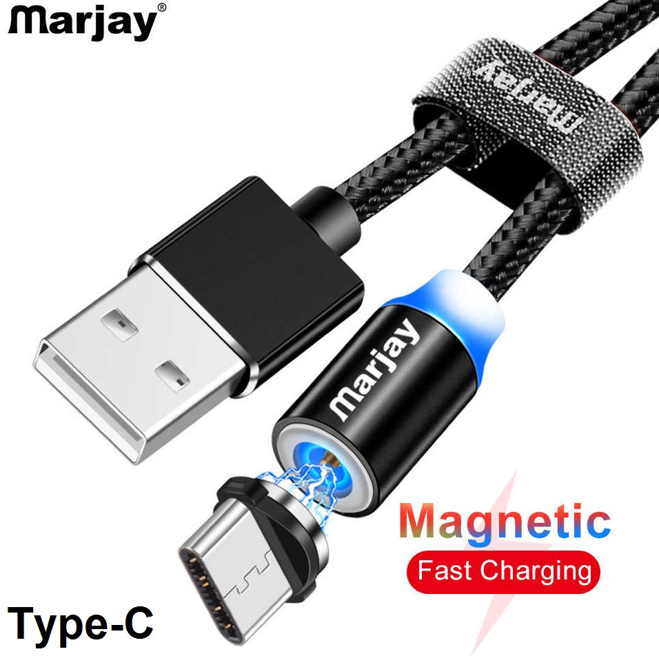 Магнітний Кабель Marjay Type-C USB 2A Шнур з Підсвічуванням Посилений Круглий