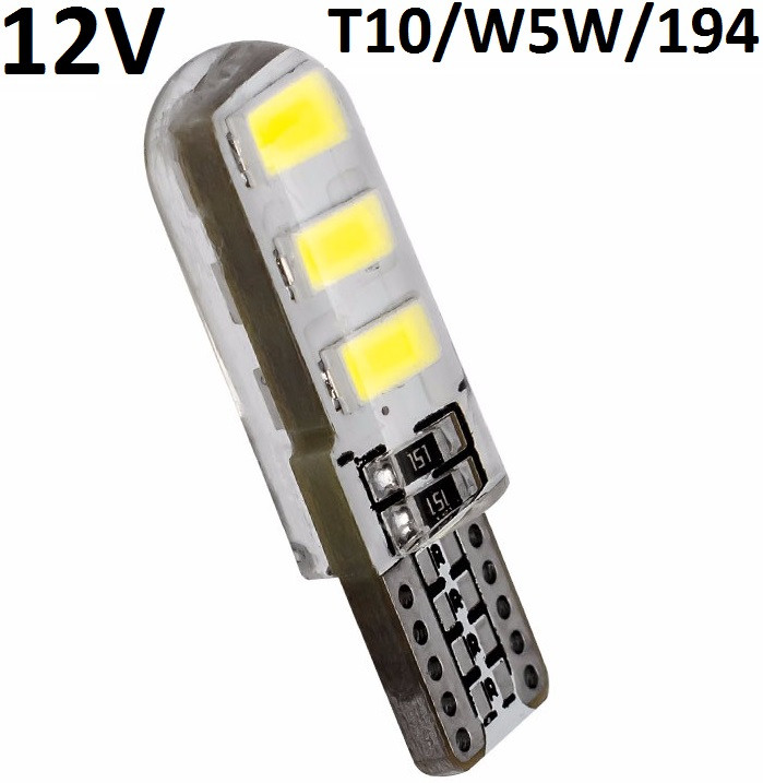 Авто Лампа Canbus T10/W5W/194 6SMD LED (білий холодний) Бічні Захисні Вогні Автолампи