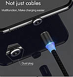 Магнітний Кабель MicroUSB-USB 2A для Зарядки на Неодимових Магнітних Засувках в Обплетенні, фото 4
