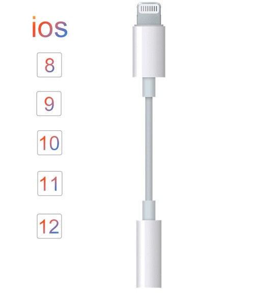 Адаптер Lightning IOS 8, 9, 10, 11, 12 iPhone на 3.5 мм перехідник на навушники аудіо Кабель білий