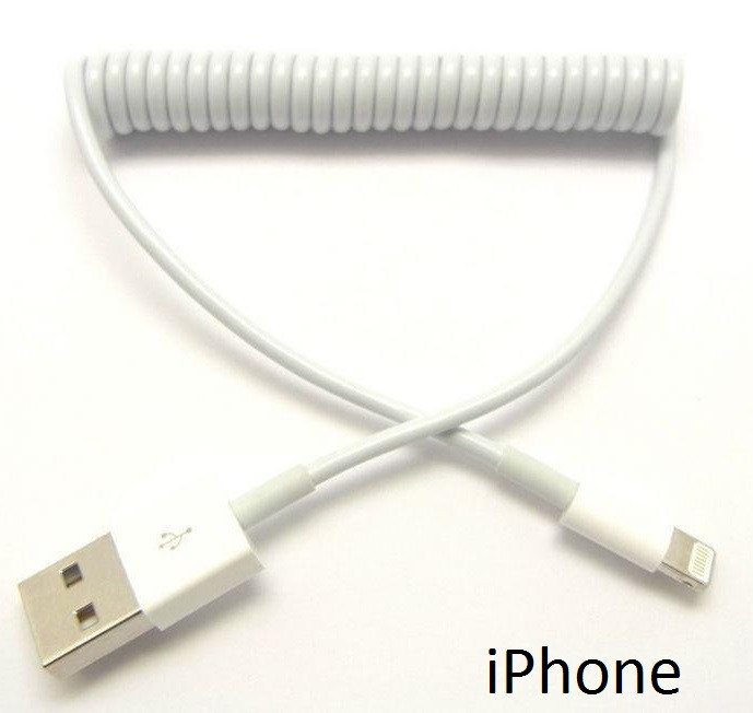Кабель iPhone5/6/7/8/10 1.5 метра Пружина виникає скручений Шнур Автомобільний