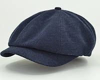 Мужская кепка из серо-синего твида не утепленные размер 58 59 60