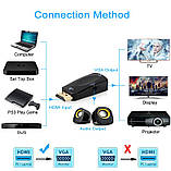 Конвертер Перехідник HDMI в VGA + Аудіо Адаптер Відео + Звук, фото 3