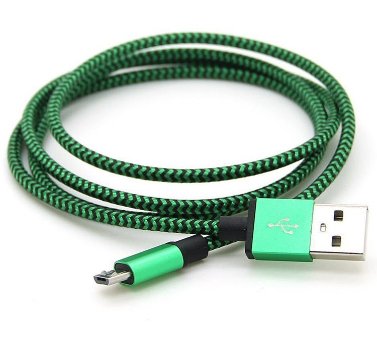 Кабель Micro USB (метал тканина) 2А 1м. Шнур для Зарядки і Передачі Даних