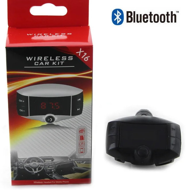 Трансмитер X16 Bluetooth FM USB SD AUX Модулятор в Автомобиль