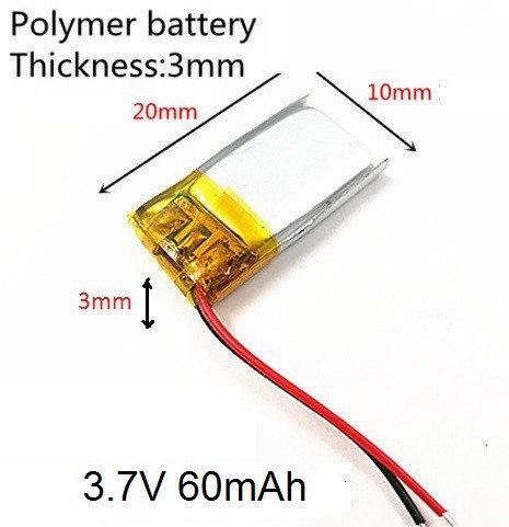 Батарея 60mah 3.7 V 301020 Літій-Полімерний Акумулятор для Bluetooth Гарнітури