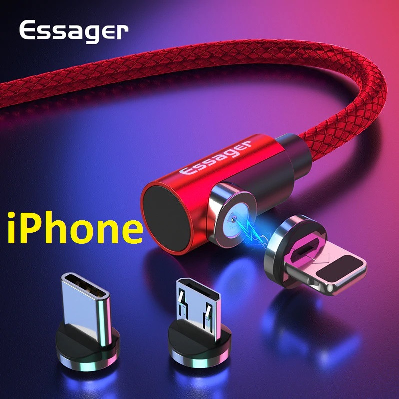 Магнітний Кабель Essager iPhone USB 2.4 A Кутовий 90 градусів 360 про. для Зарядки
