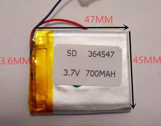 Батарея 364547 700mAh 3.7 V Літій-Полімерний Акумулятор GPS Навігатор MP3 Плеєр Відео Реєстратор, фото 1